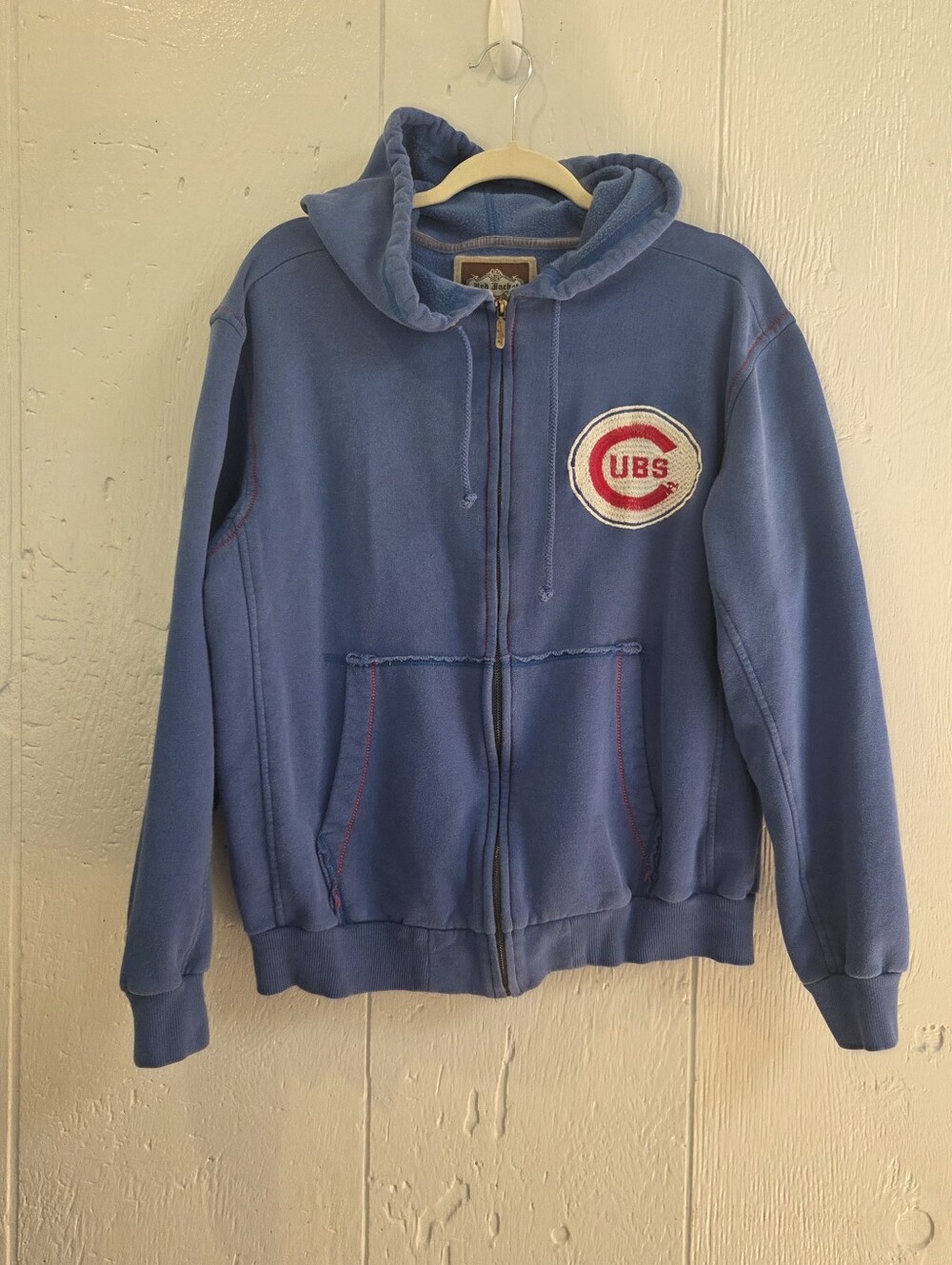 Vintage Blue Cubs Logo Zip Hoodie Jacket